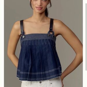 Anthropologie Pilcro Sleeveless Harness Denim Blouse